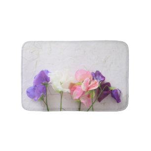 Fresh sweet peas bathroom mat
