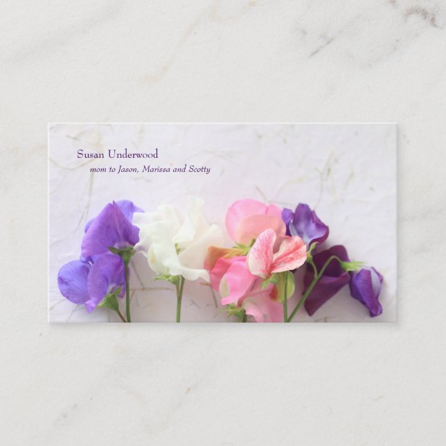 Fresh sweet peas calling card (Front)