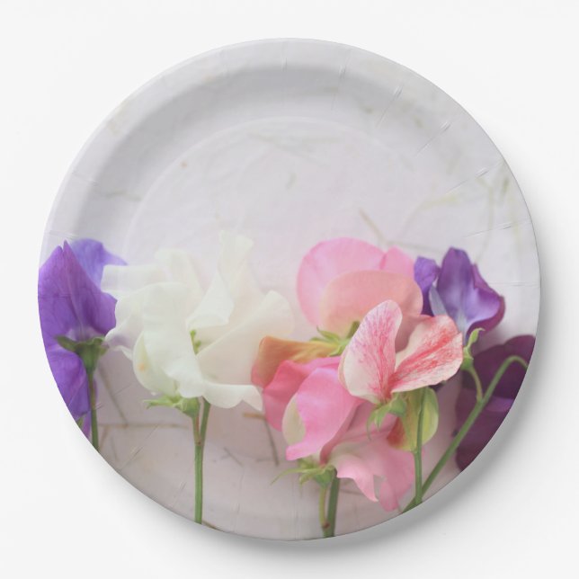 Fresh sweet peas paper plates (Front)