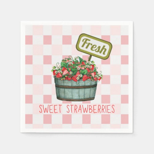 Fresh Sweet Strawberries Paper Napkins