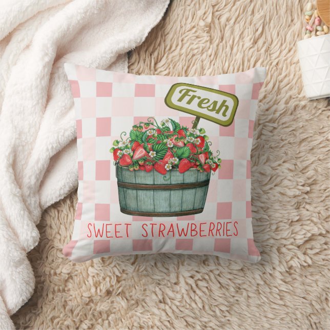 Fresh Sweet Strawberries Throw Pillow (Blanket)