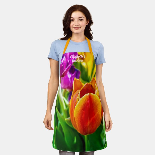 Fresh Tender Colorful Tulips Apron (Worn)
