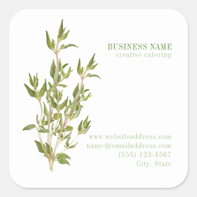 FRESH THYME Biz ID Large Square Stickers (Front)