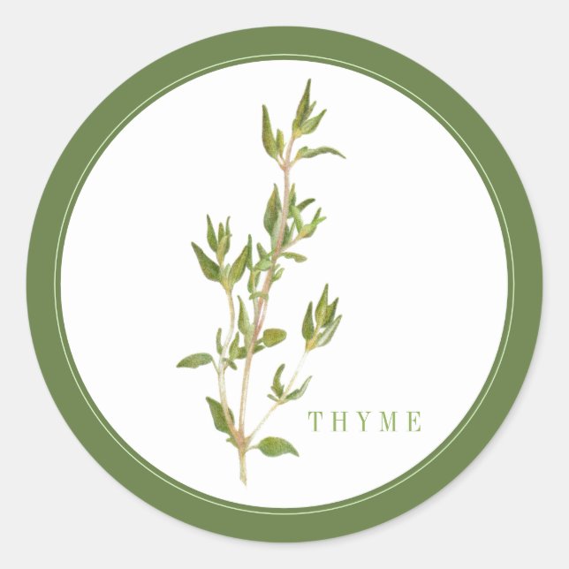FRESH THYME Large Round Stickers (+text) Green (Front)