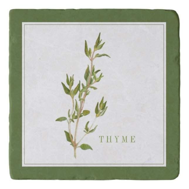 FRESH THYME Marble Stone Trivet (+text) Green (Front)