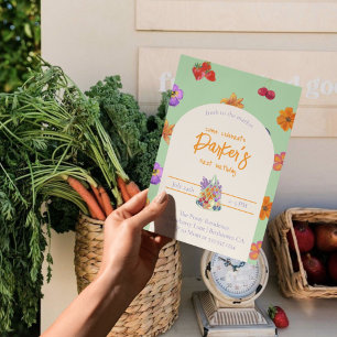Fresh to the Market First Birthday Theme – Floral Invitation