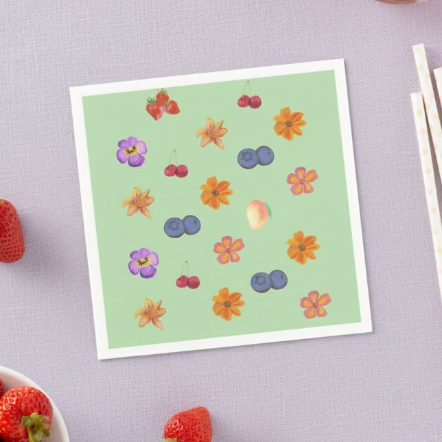 Fresh to the Market First Birthday Theme – Floral Napkins (Celebrate your little one’s first birthday with a fresh and vibrant theme!)