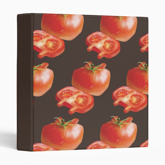 Fresh Tomato Pattern: Juicy Red Kitchen Art 3 Ring Binder (Front/Spine)