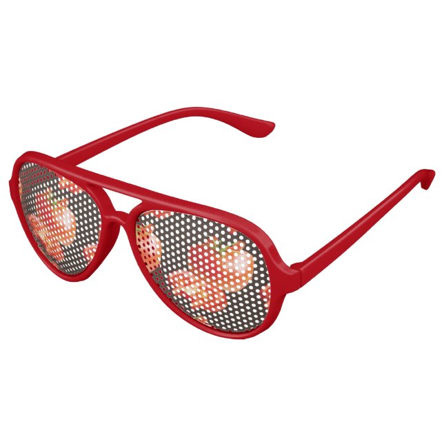 Fresh Tomato Pattern: Juicy Red Kitchen Art Aviator Sunglasses (Angled)