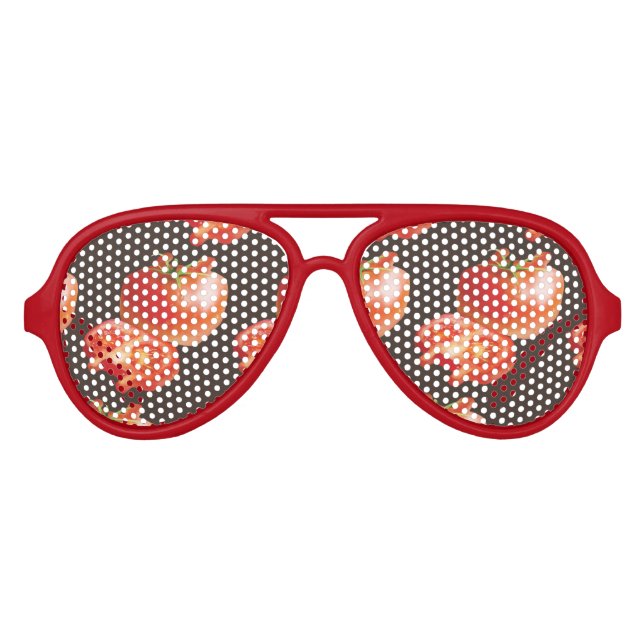 Fresh Tomato Pattern: Juicy Red Kitchen Art Aviator Sunglasses (Front)