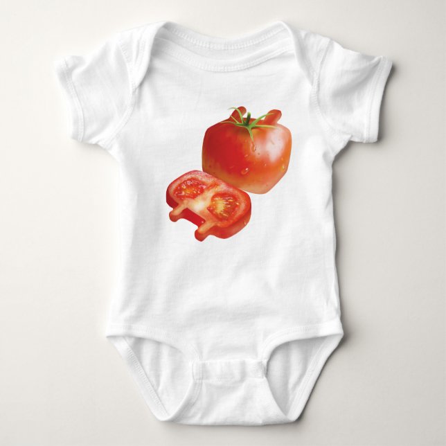 Fresh Tomato Pattern: Juicy Red Kitchen Art Baby Bodysuit (Front)