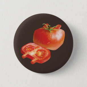 Fresh Tomato Pattern: Juicy Red Kitchen Art Button