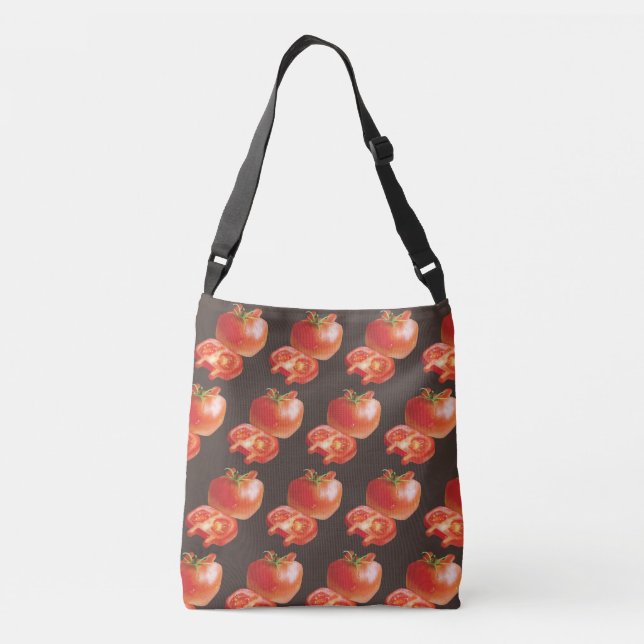 Fresh Tomato Pattern: Juicy Red Kitchen Art Crossbody Bag (Back)