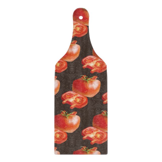 Fresh Tomato Pattern: Juicy Red Kitchen Art Cutting Board (Front)