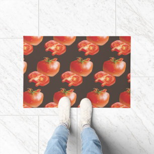 Fresh Tomato Pattern: Juicy Red Kitchen Art Doormat