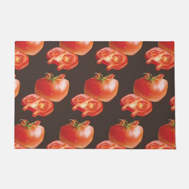 Fresh Tomato Pattern: Juicy Red Kitchen Art Doormat (Front)