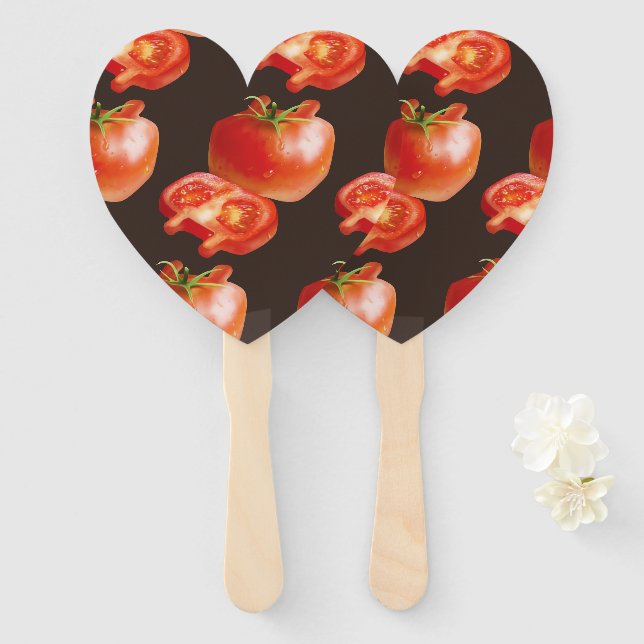 Fresh Tomato Pattern: Juicy Red Kitchen Art Hand Fan (Front and Back)
