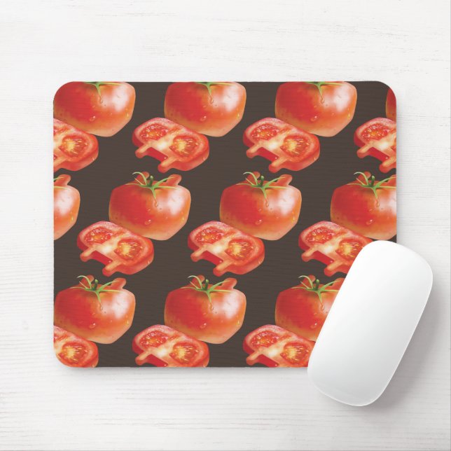 Fresh Tomato Pattern: Juicy Red Kitchen Art Mouse Pad (With Mouse)