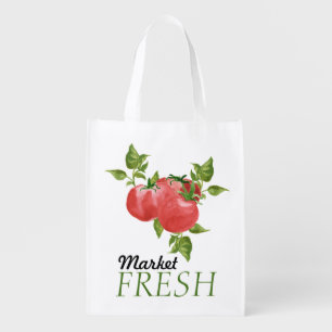 Fresh Tomatoes and Basil Market Reusable Grocery Bag