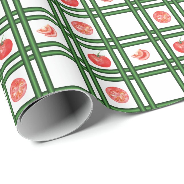 Fresh Tomatoes Gardener Pattern Wrapping Paper (Roll Corner)
