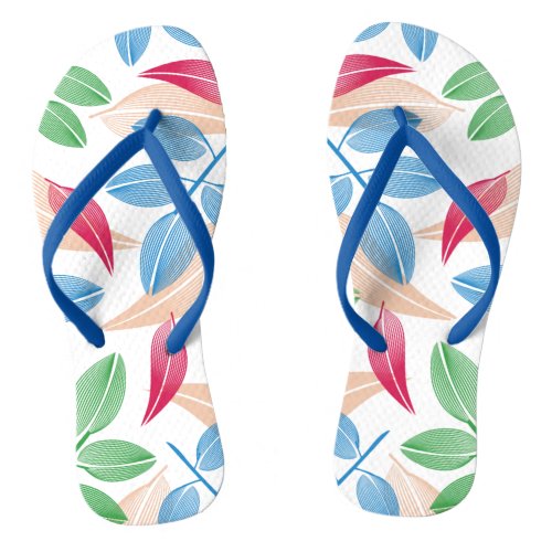 Fresh tropical leaves flip flops