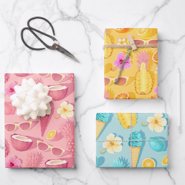 Fresh Tropical Summer Wrapping Paper  Set of 3 (Front)