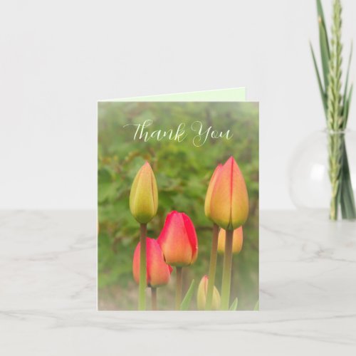 Fresh Tulips Floral Photography Elegant Script  Thank You Card