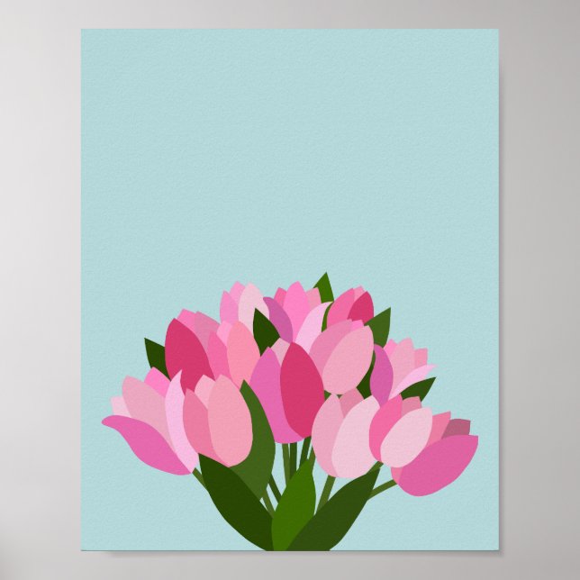 Fresh Tulips Pastel Soft Blue Poster (Front)