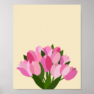 Fresh Tulips Pastel Yellow And Pink Poster