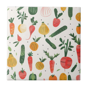 Fresh Vegetable Illustration Ceramic Tile
