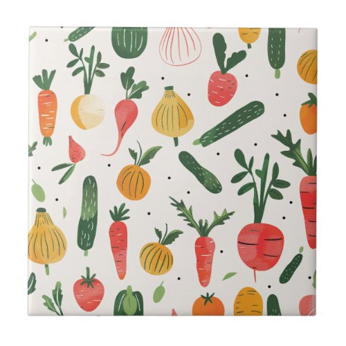 Fresh Vegetable Illustration Ceramic Tile