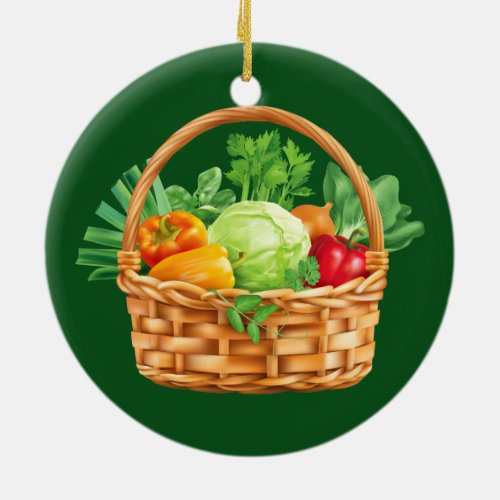 FRESH VEGETABLES BASKET CERAMIC ORNAMENT