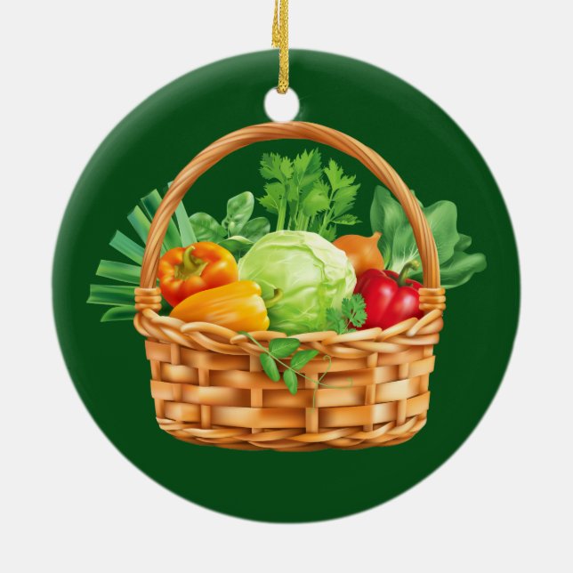 FRESH VEGETABLES BASKET CERAMIC ORNAMENT (Back)