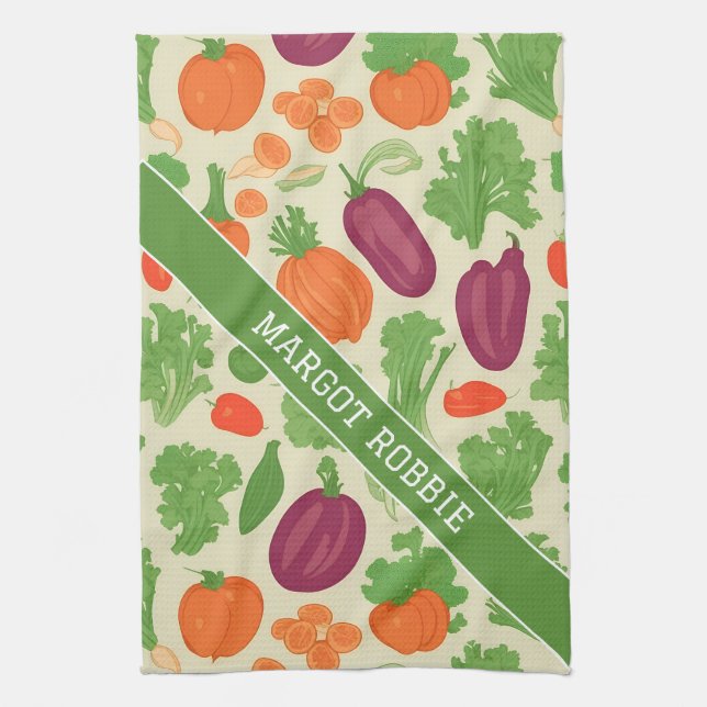 Fresh Vegetables Floral Colorful Pattern Kitchen Towel (Vertical)