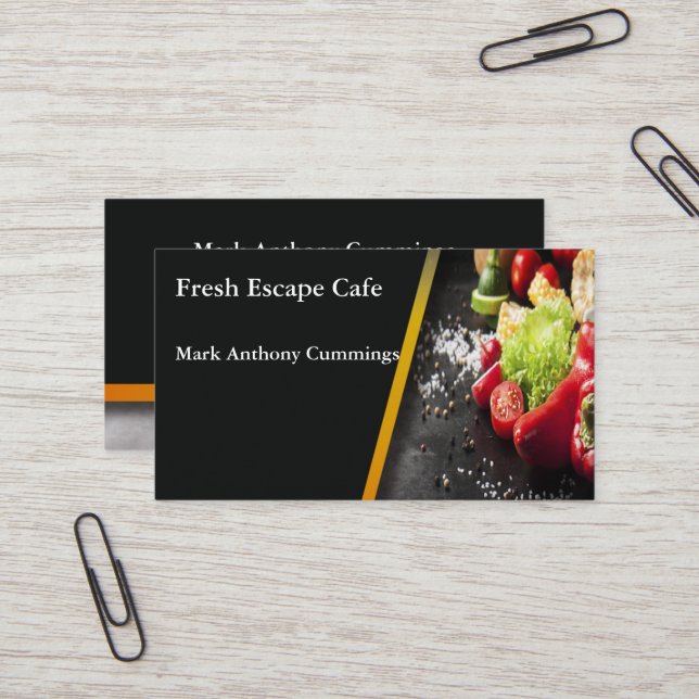 Fresh Vegetables Fresh Cafe Business Card (Front/Back In Situ)