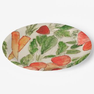 Fresh vegetables from the garden watercolor paper plates