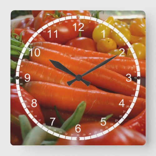 Fresh Vegetables Harvest Square Wall Clock