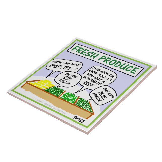 Fresh Vegetables Humorous Cartoon Kitchen Tile (Side)