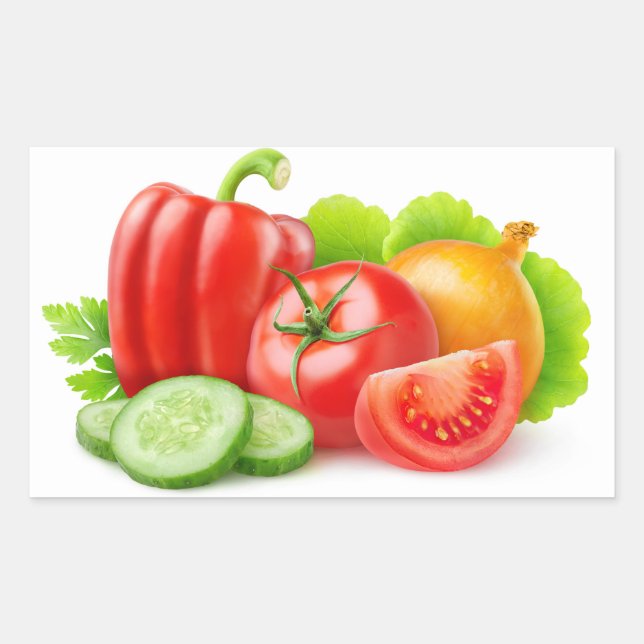 Fresh vegetables rectangular sticker (Front)