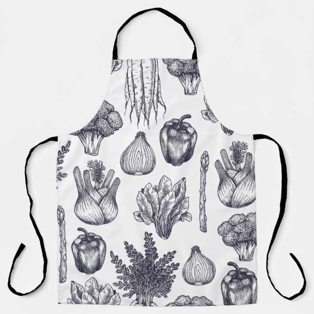 Fresh vegetables seamless pattern. Broccoli, carro Apron (Front)
