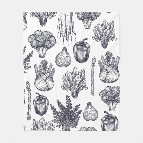 Fresh vegetables seamless pattern Broccoli carro Fleece Blanket