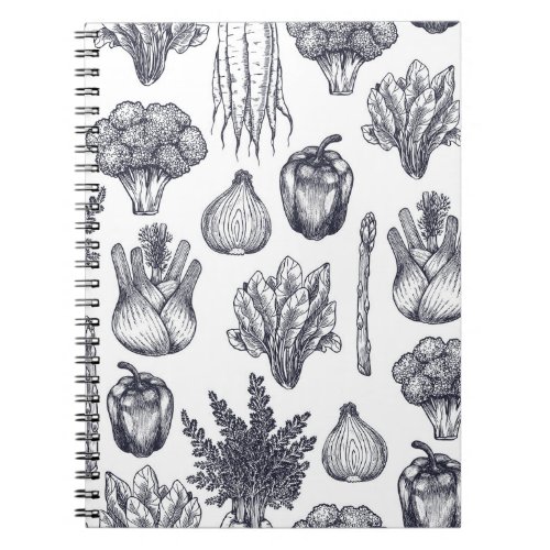 Fresh vegetables seamless pattern Broccoli carro Notebook