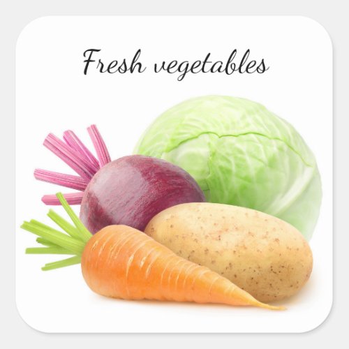 Fresh vegetables square sticker