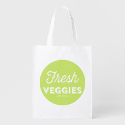 Fresh Veggies Retro Typography Green Personalized Grocery Bag