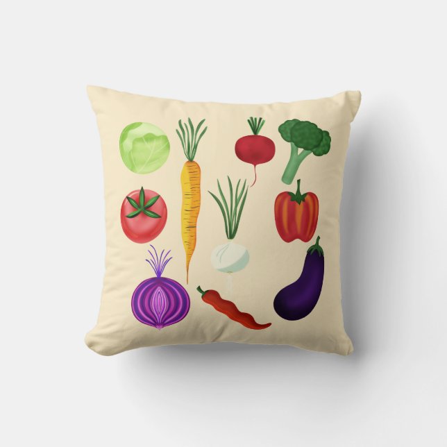 Fresh Veggies Throw Pillow (Front)