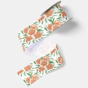 Fresh Vibrant Floral Watercolor Pattern Satin Ribbon