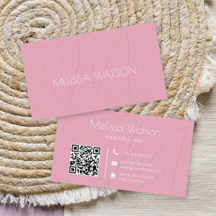 Fresh vintage pink QR code feminine Business Card