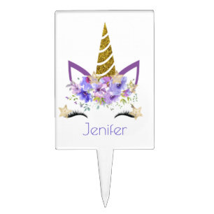 Fresh Violet Unicorn Birthday Party Decor Cake Topper