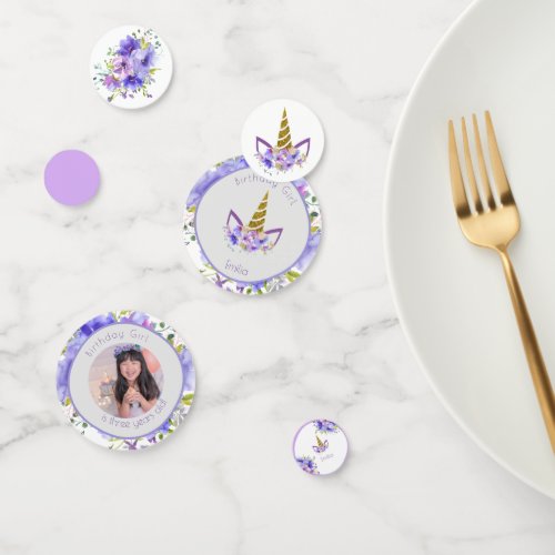 Fresh Violet  Unicorn girl Birthday Confetti