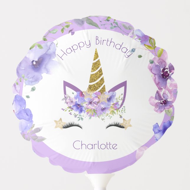 Fresh Violets | Unicorn Birthday Party Photo Decor Balloon (Front)